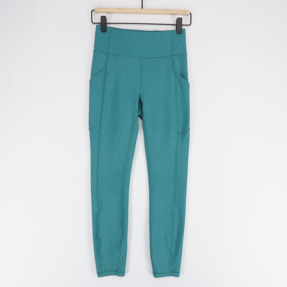 Lululemon Invigorate Tight Womens 4 Teal Crunch High Rise Everlux‎ Training